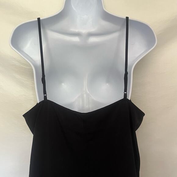 BCBGENERATION Midi Slip Dress Sz Large Lace Insert Black Slits Whimsigoth Adjust - Picture 7 of 14